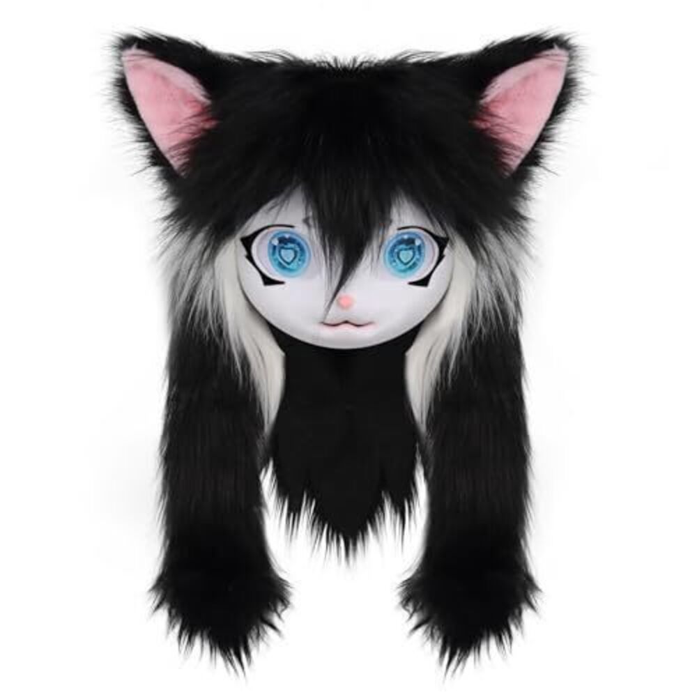7311 SMILETERNIT Animal Head Cat Fursuit Cut Mask Halloween Masquerade